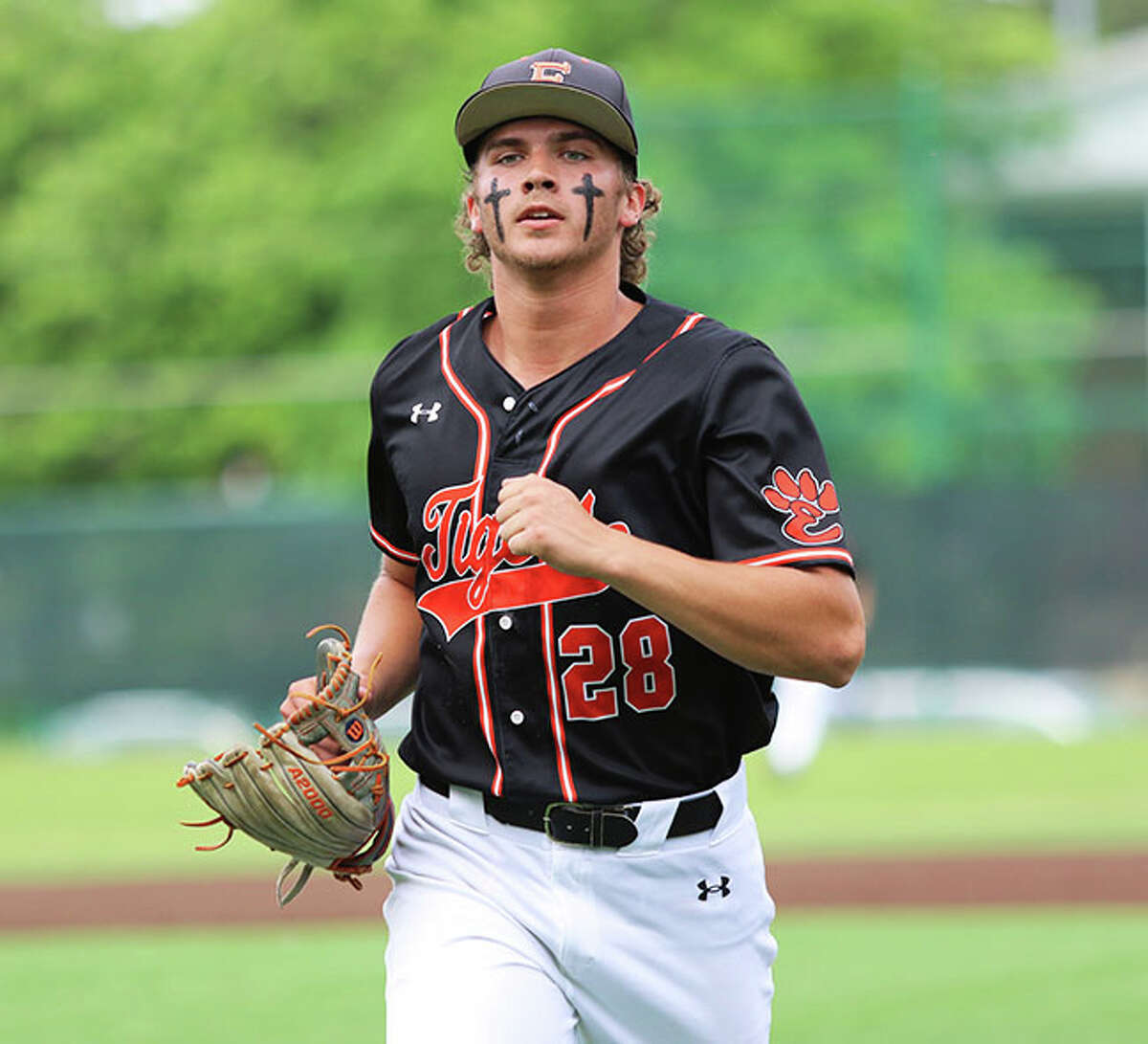 Edwardsville's Spencer Stearns comes off the field in last season's Class 4A super-sectional at Illinois Wesleyan in Bloomington.