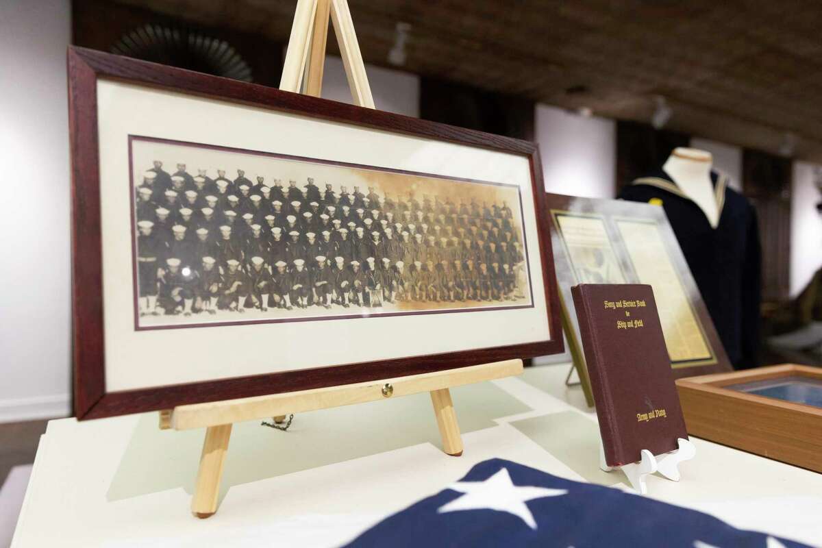 A framed photo believed to include Freddie Meeks and his crew from the Port Chicago Naval Magazine at the Vallejo Naval and Historical Museum.