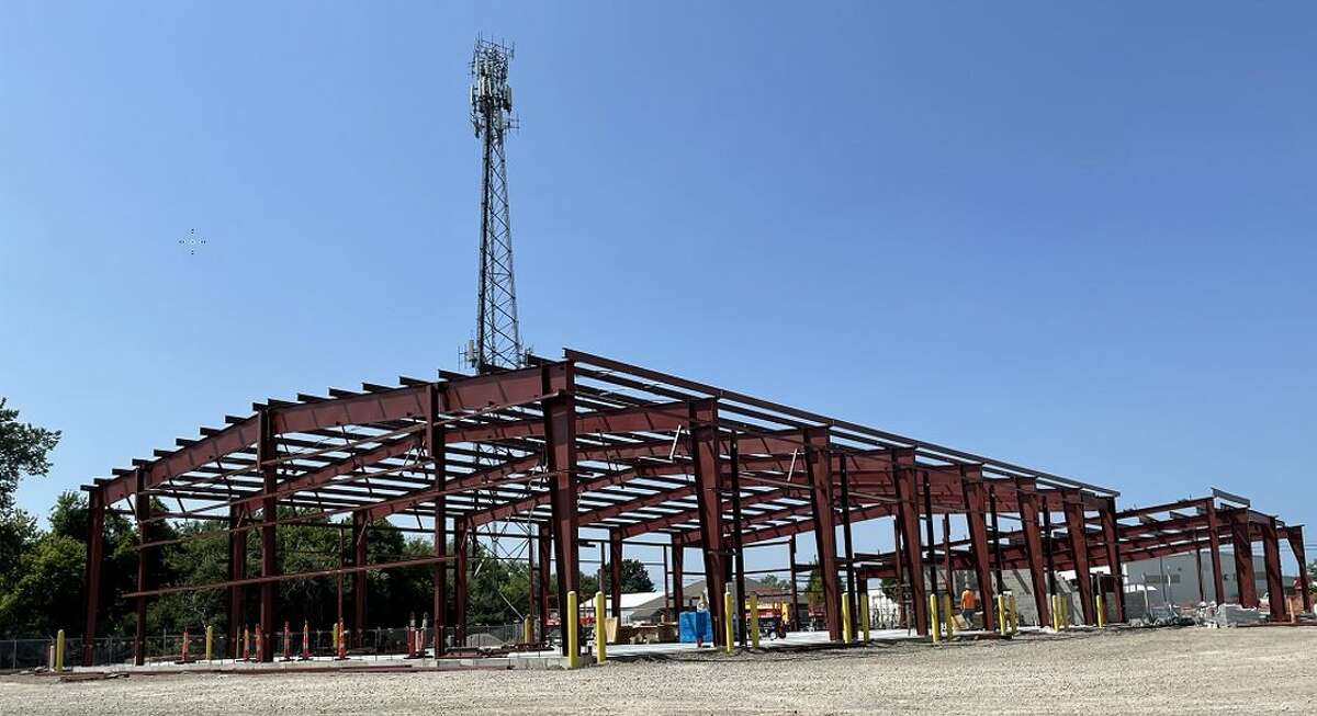 Most of the structural steel is now in place for Illinois American Water's $8 million, 16,000-square-foot facility under construction in Jerseyville.