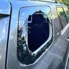 A photo of the broken window on Patrick Fondiller’s rental car. Fondiller and his daughter came to San Francisco from New York for Outside Lands, but thieves broke in and stole — among other items — their tickets to the music festival.