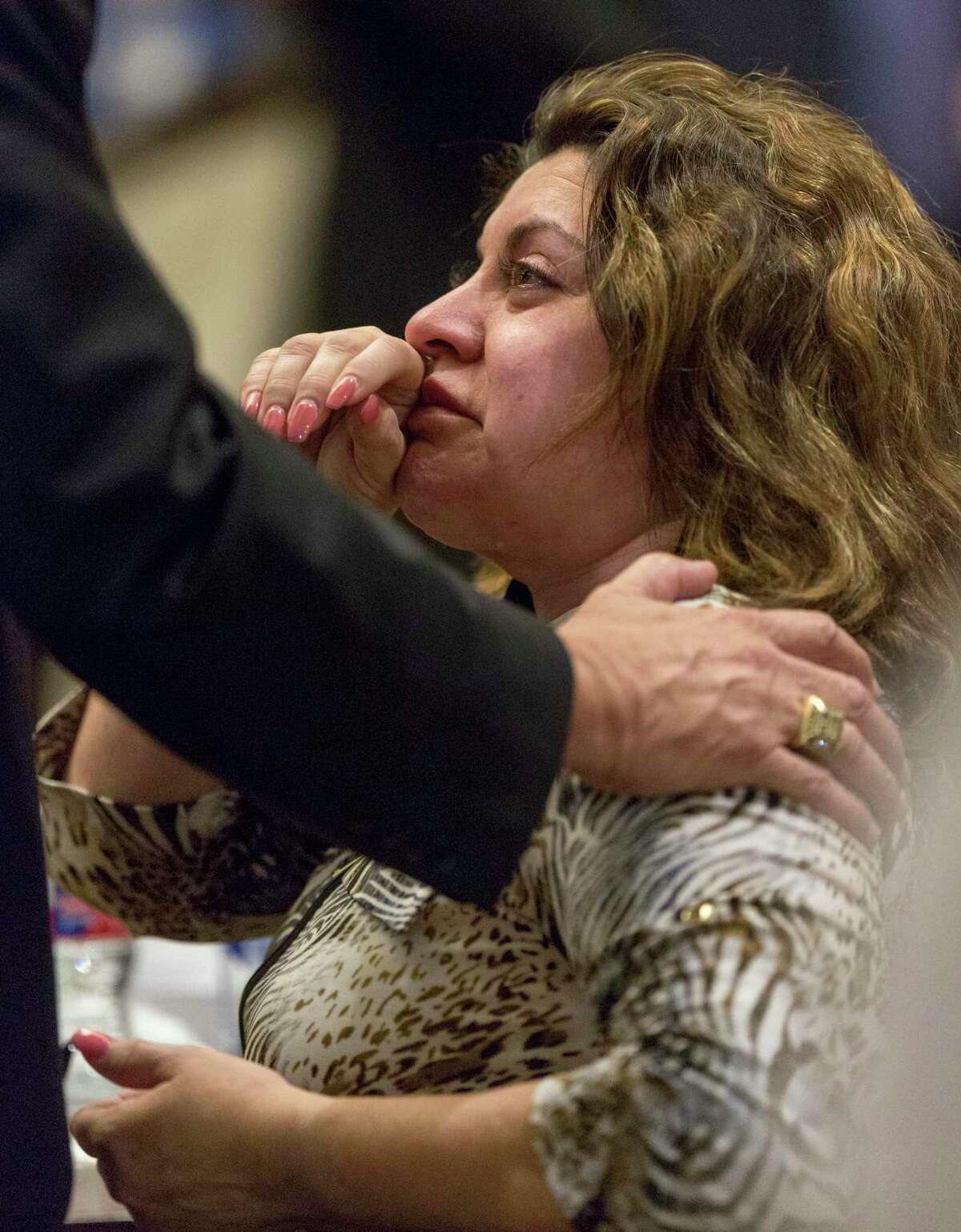 Frances Hall talks to one of her lawyers moments after the jury left the courtroom to begin deliberations in the punishment phase of Hall's 2016 murder trial. Hall was convicted of killing her husband, trucking tycoon Bill Hall, by running his motorcycle off the road with her Cadillac SUV.