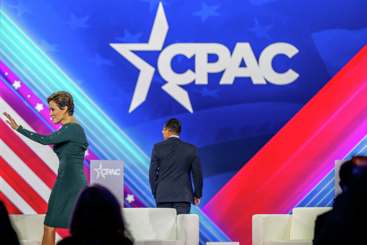 DALLAS, TEXAS - AUGUST 05: Republican nominee for Arizona governor Kari Lake waves to supporters after speaking on a panel at the Conservative Political Action Conference CPAC held at the Hilton Anatole on August 05, 2022 in Dallas, Texas. CPAC began in 1974, and is a conference that brings together and hosts conservative organizations, activists, and world leaders in discussing current events and future political agendas. (Photo by Brandon Bell/Getty Images)