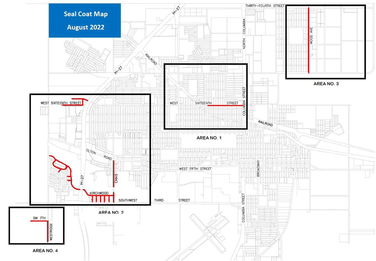 Sealcoating work scheduled for Plainview, Seth Ward in late August