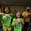 Kayia Felton and Baylee Melancon join the group as they shout "I am beautiful," during the Tween Esteem Camp Saturday at the Medical Center of Southeast Texas in Port Arthur. Photo made Saturday, July 30, 2022. Kim Brent/The Enterprise