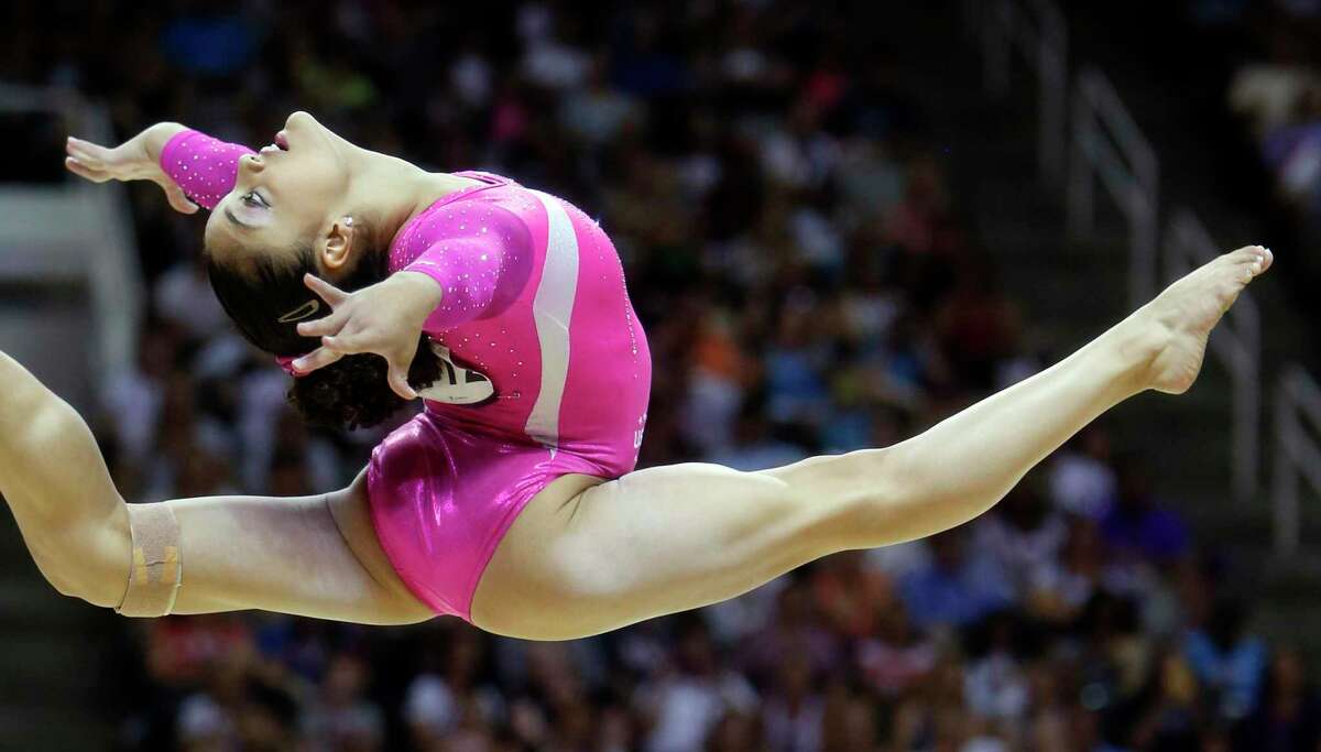 Laurie Hernandez performs her floor routine during Day 2 of 2016 US Olympic Trials for Women's Gymnastics at SAP Center in San Jose, Calif., on Sunday, July 10, 2016.