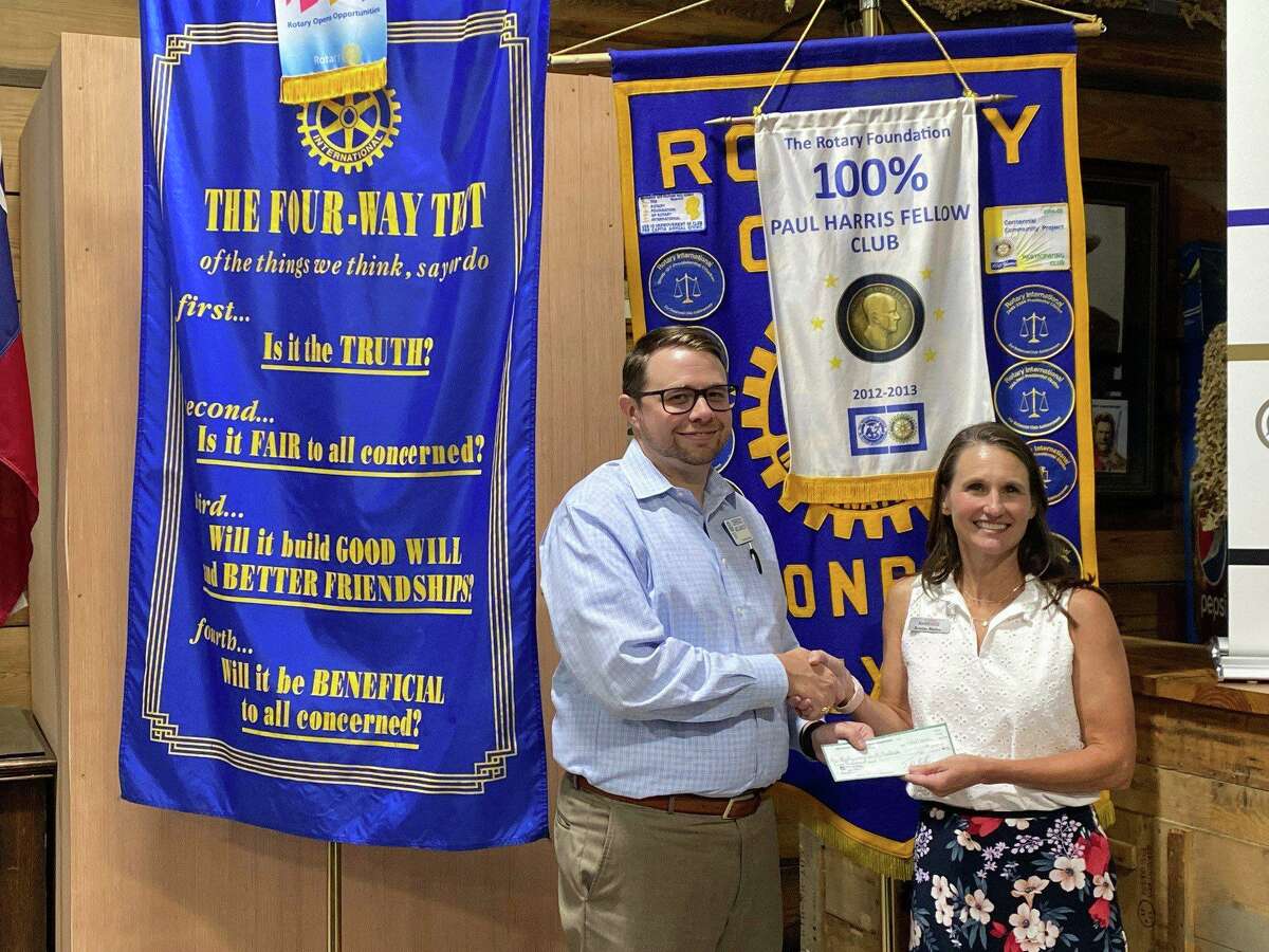 The Rotary Club of Conroe presented a $1,100 donation to the Montgomery County Food Bank recently.