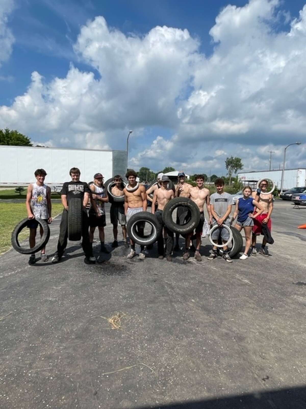 Reed City wrestlers participated in the tire collection project.