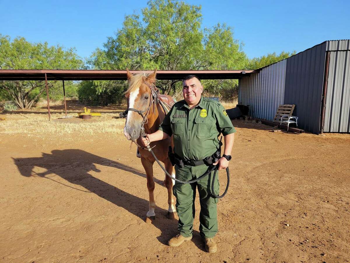 Ranger, a U.S. Border Patrol service horse, retired after 12 years in the Laredo Sector and will live with his original partner and former Horse Patrol Commander Rafael V. Garza.