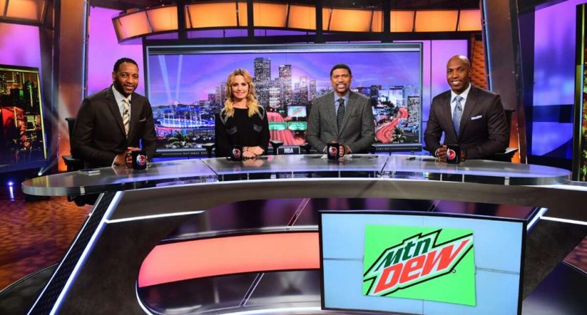 The "NBA Countdown" team from Michelle Beadle's days with the show, from left, Tracy McGrady, Beadle, Jalen Rose and Chauncey Billups.