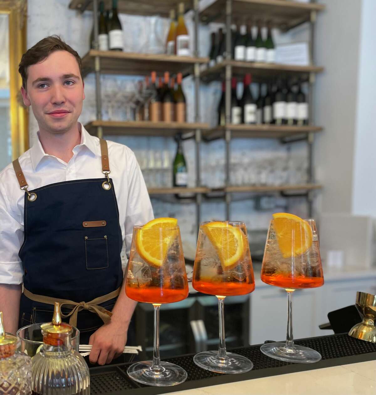 A summery staple, this is Bocage Champagne Bar's take on the classic Aperol spritz.