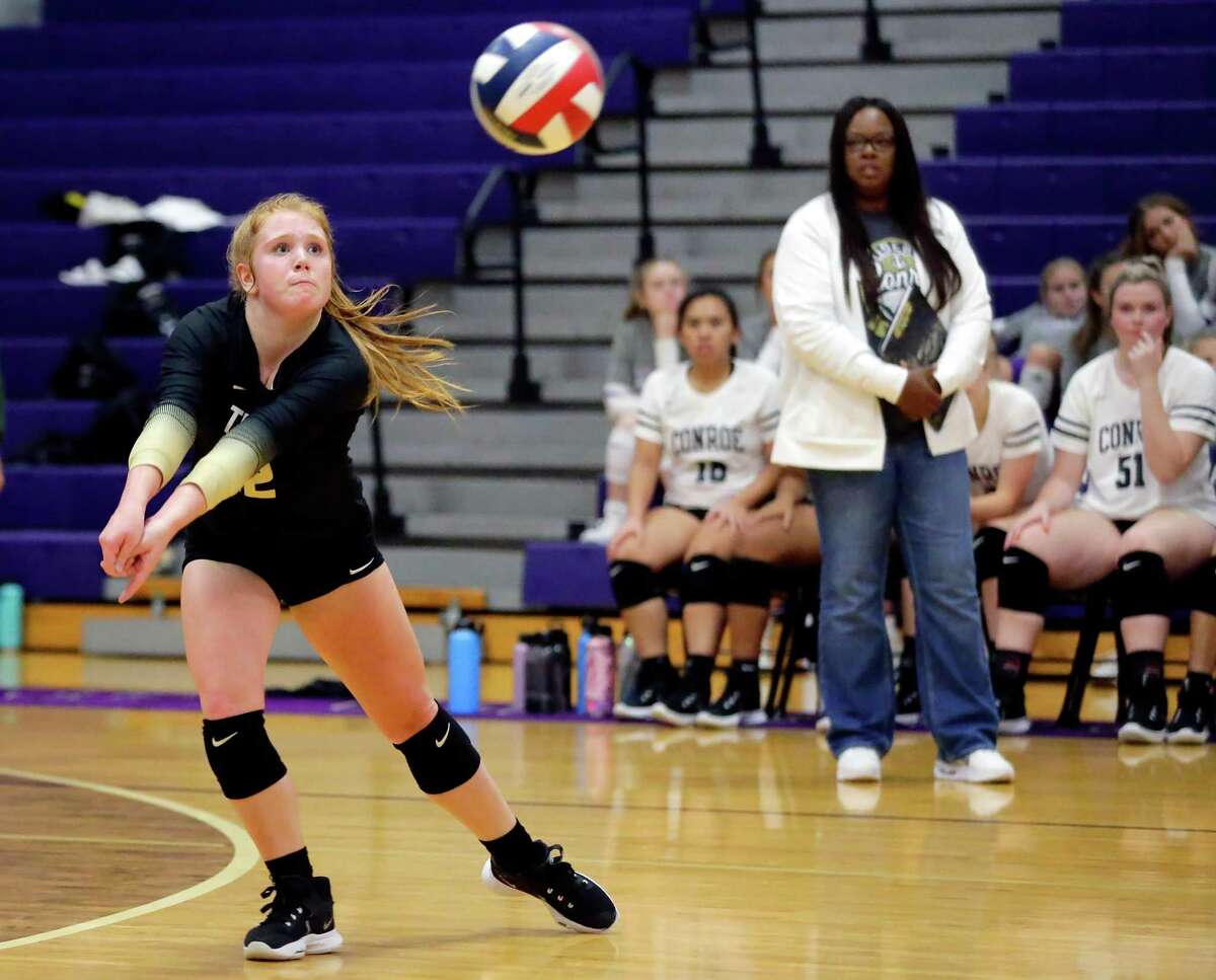 Conroe’s Emma Malak, shown here earlier this season, had a team-high 22 digs against College Park Friday night.