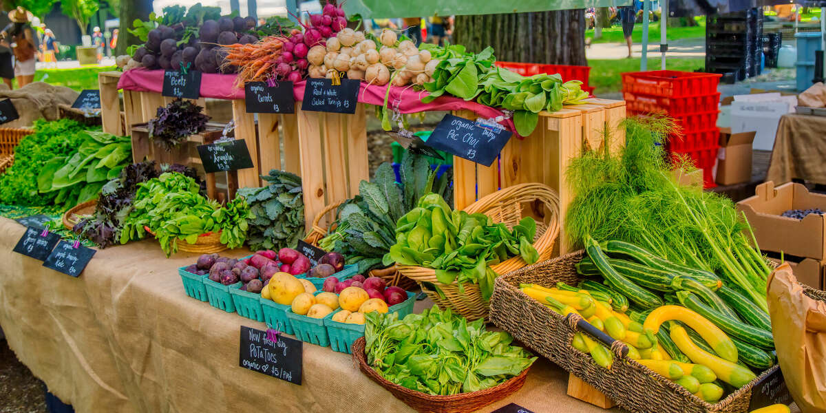 In this stock photo, fresh vegetables sit at a farmer's market. Following a meeting with the Reed City Chamber of Commerce Board, the city has decided to cancel its community market for the 2022 season.
