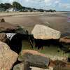 An outflow pipe at the beach near Lake Street and Ocean Avenue in West Haven photographed on Aug. 8, 2022.