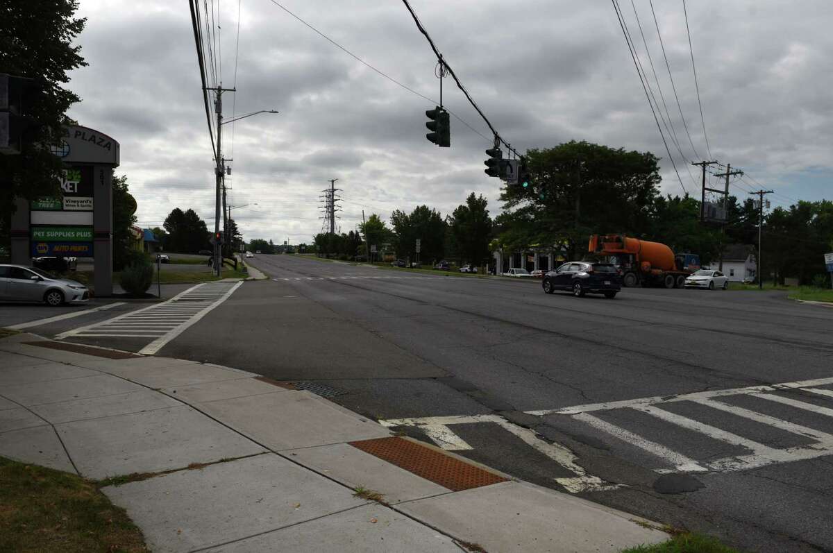 Intersection of Columbia Turnpike and Phillips Road where two pedestrians were killed Tuesday night on Wednesday, Aug. 10, 2022, in East Greenbush, N.Y.