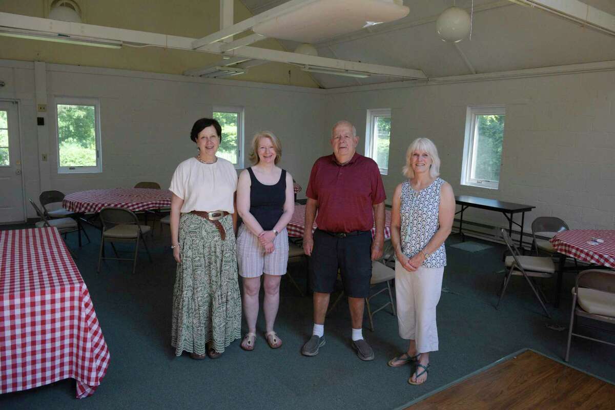 The barn at The Meetinghouse, in Ridgebury, will be turned into a coffee shop and market. Members of the team Deborah Rundlett, left, director and pastor, Heather Cochrane, moderator, Chris Miller, trustee, Sally Yarrish vice moderator, right. Wednesday, August 3, 2022, Ridgefield, Conn.