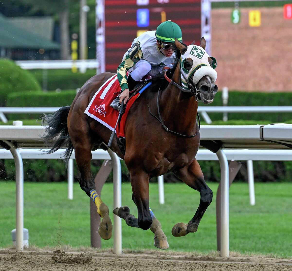 Isolate, ridden by Tyler Gaffalione, wins the ninth running of the Tale of the Cat Stakes on Wednesday, giving trainer Tom Amoss his 4,000th career victory.
