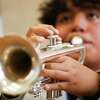 Oak Ridge High School trumpet player Daniel Vasquez performs the school song, Wednesday, Aug. 10, 2022. Vasquez was named an outstanding performer at the 2022 Texas State Solo-Ensemble Contest by the University Interscholastic League.