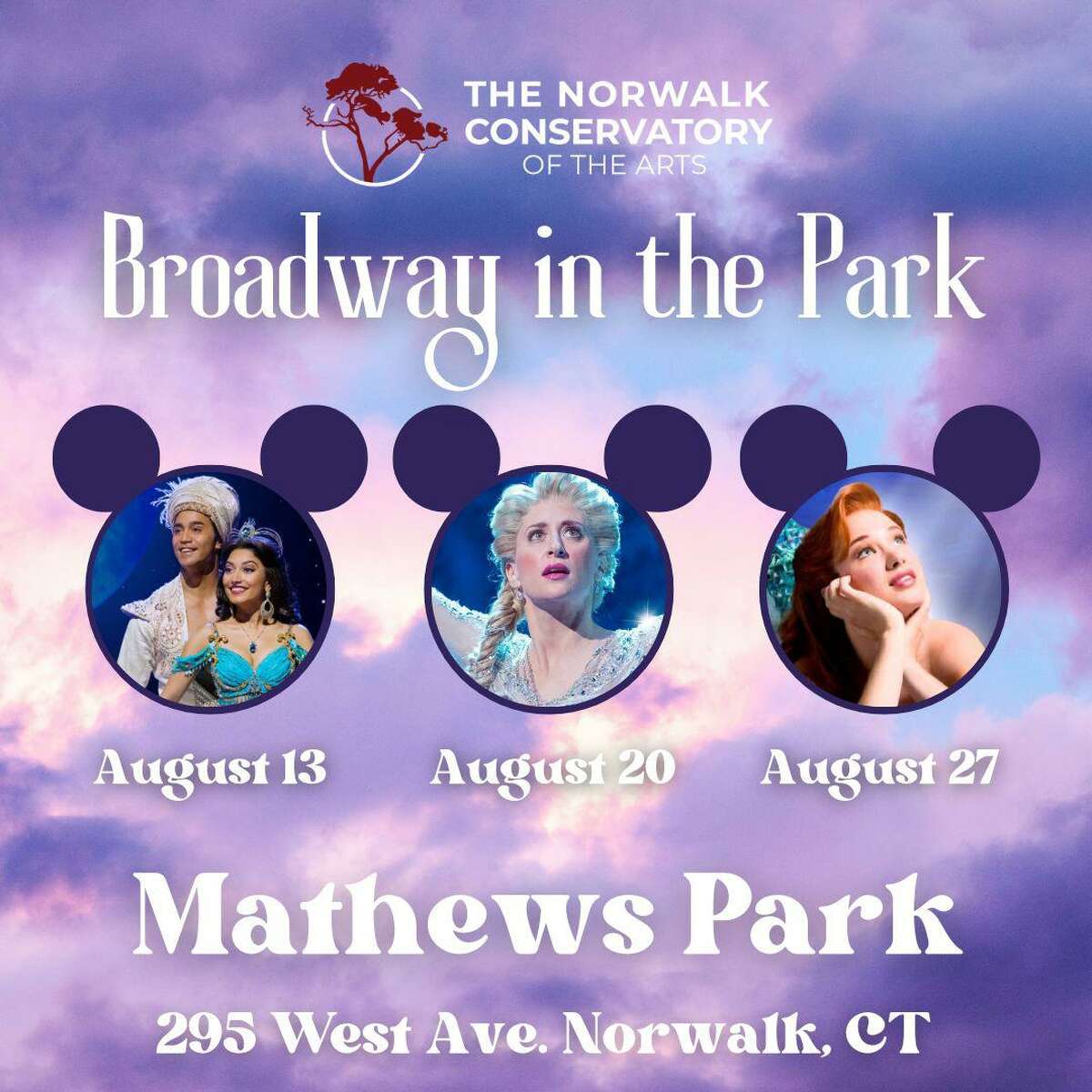 The Norwalk Conservatory of the Arts will celebrate its second annual Broadway in the Park starting on Saturday, Aug. 13, 2022. Each of the next three Saturdays, New-York-based singers will perform songs from Disney classics.