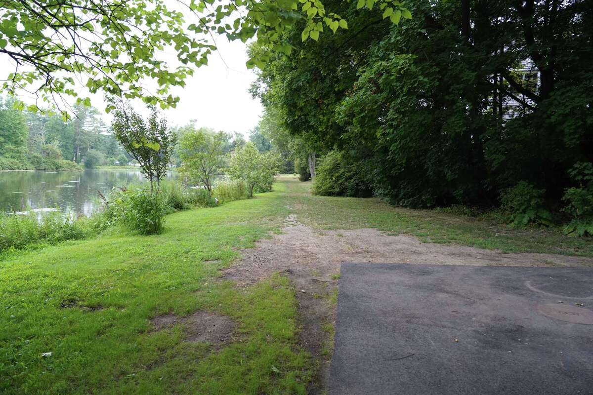 The path by the pond in Mead Memorial Park in New Canaan may be flexi-paved with ARPA funds. Picture was taken Aug. 11, 2022