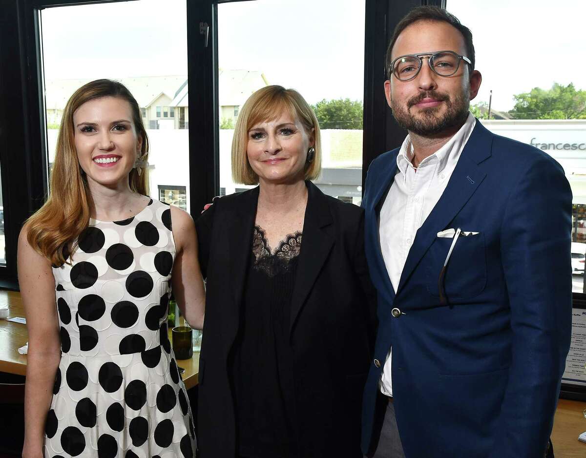 From left: Heather Almond, Rosellen Welch and Chris Hendel at a Houston Chronicle Best Dressed raffle committee happy hour at 60 Vines Wednesday August 10,2022.(Dave Rossman photo)
