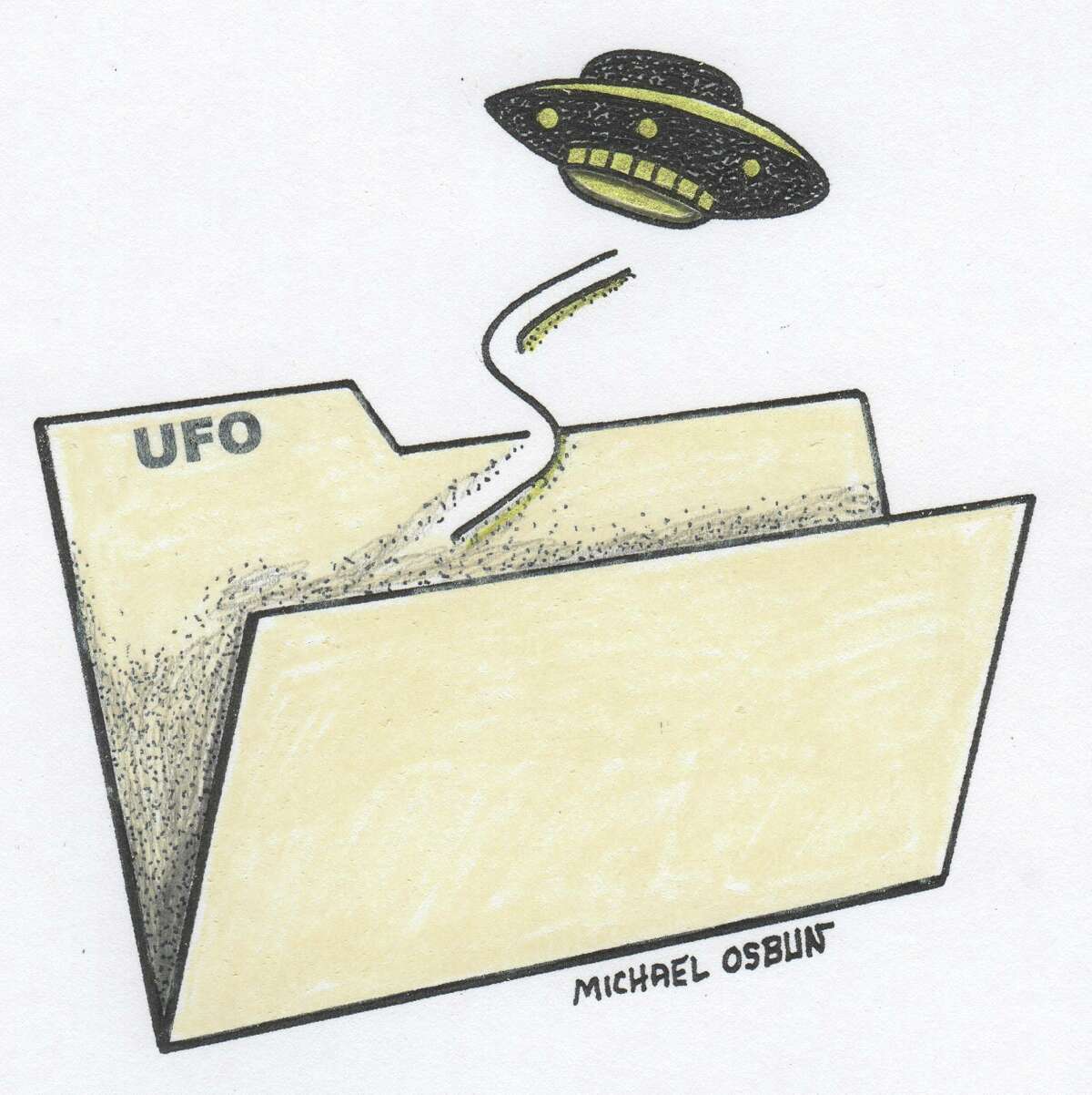 This artwork by Michael Osbun refers to UFOs.