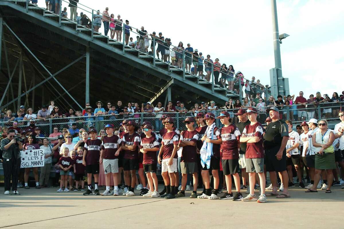 Family, friends and little league supporters gather at The Rig for a World Series send-off celebration for the Pearland Little League All Stars Thursday, Aug. 11, 2022.