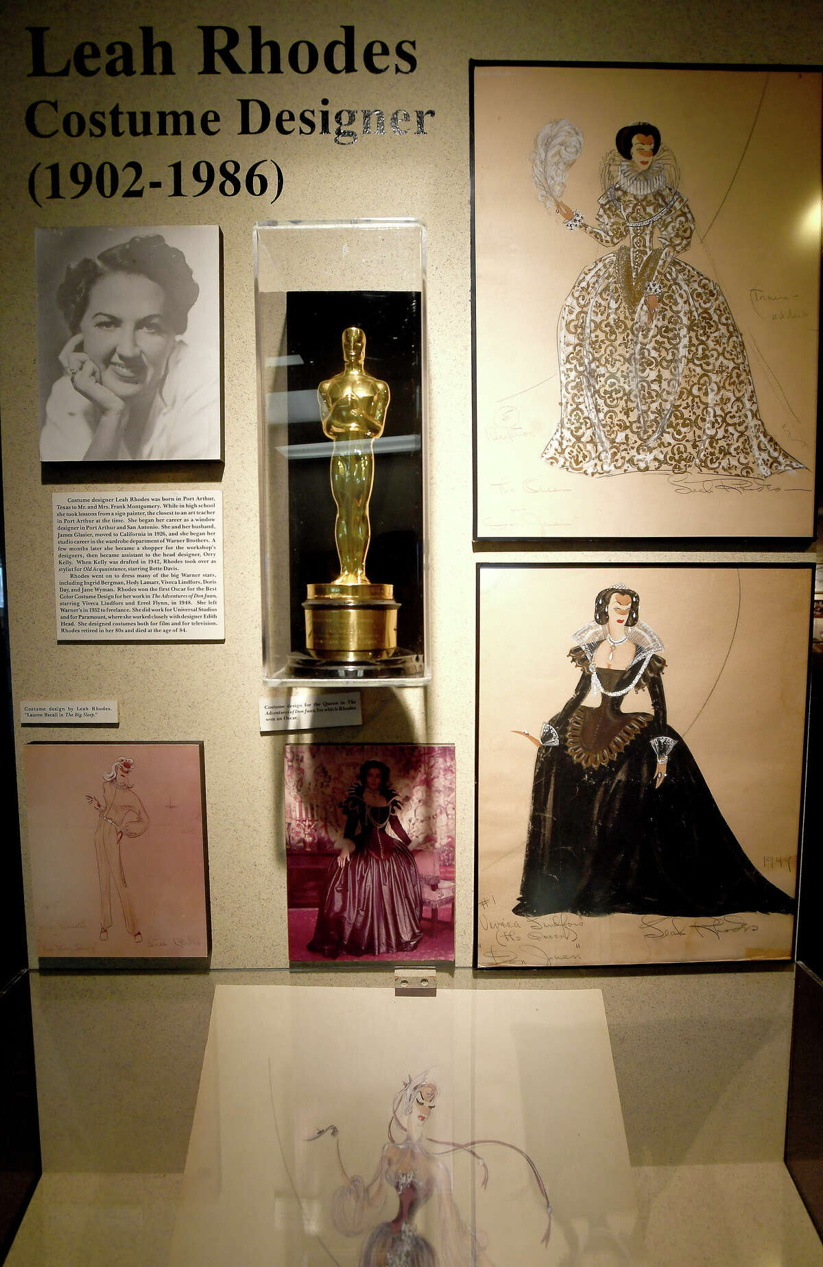 Among the Notable People featured at the Museum of the Gulf Coast in Port Arthur is Leah Rhodes, who won the Academy's first Oscar award for best costume design. Her Oscar statue is part of the display - one of less than three dozen housed at museums across the globe. Photo made Monday, August 8, 2022. Kim Brent/The Enterprise