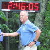 Dick Vincent at the finish line of this year’s Escarpment Trail Run, which he founded in 1977.