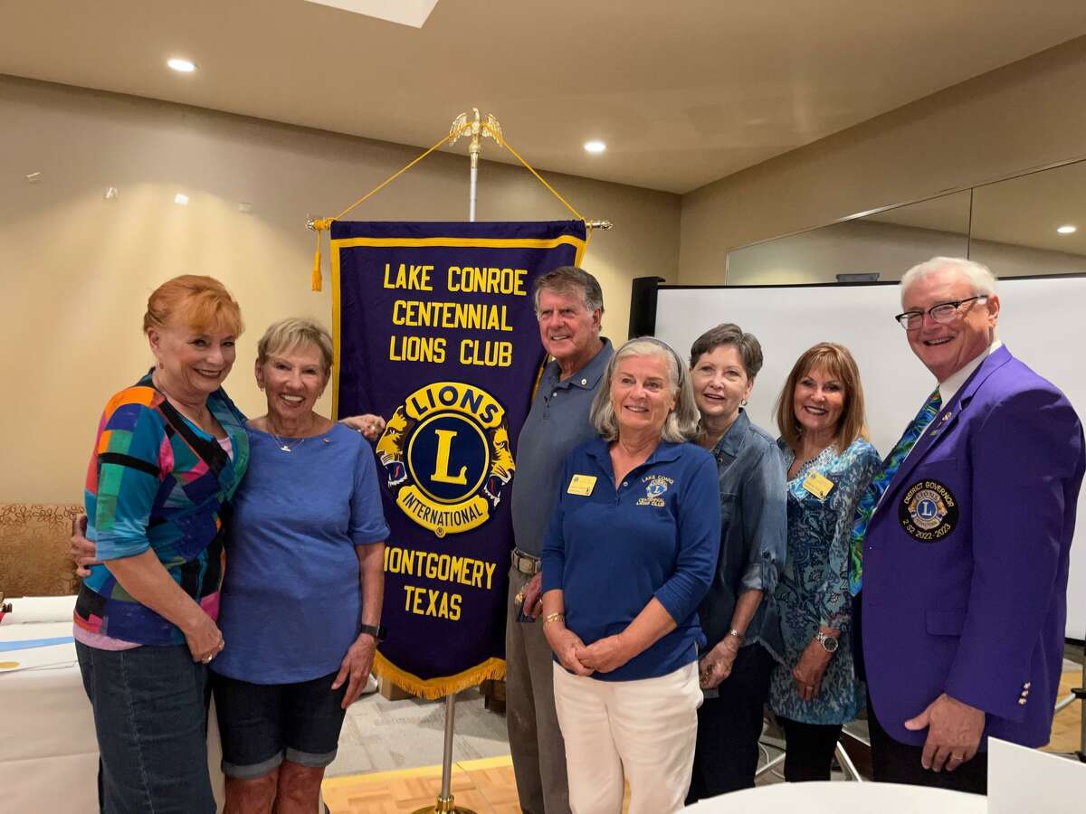 Lake Conroe Centennial Lions Club recently welcomed several new members at their General Meeting. Shown here at Walden Yacht Club are, left to right, LCCLC members Jana Lee Jessen, JoAnn McClain, Bob Nielsen, Jeanne Greenberg, Janet Heath, Katherine Maher and District Governor Paul Moore.