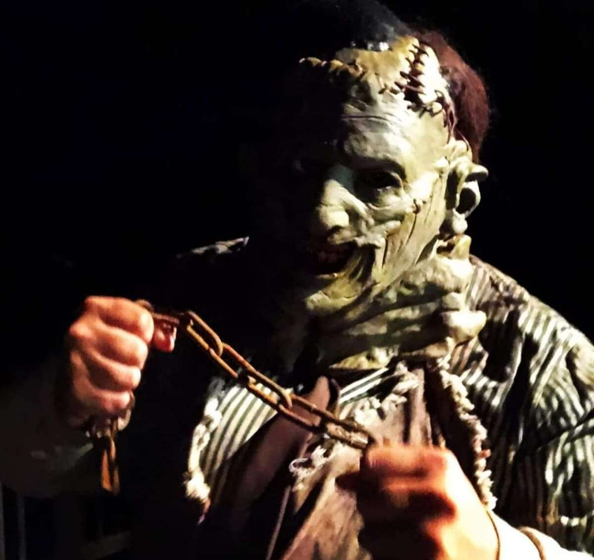 Drew Riley, dressed as Leatherface, will join fellow cast members at the Roodhouse Rez Haunted Hayride starting Sept. 30.