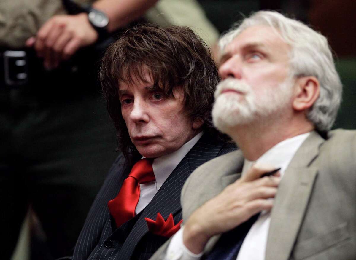 Phil Spector and attorney Dennis Riordan look on during sentencing in Los Angeles Crimminal Courts on May 29, 2009 for the February 2003 shooting death of actress Lana Clarkson. Spector was sentenced for 19 years to life.