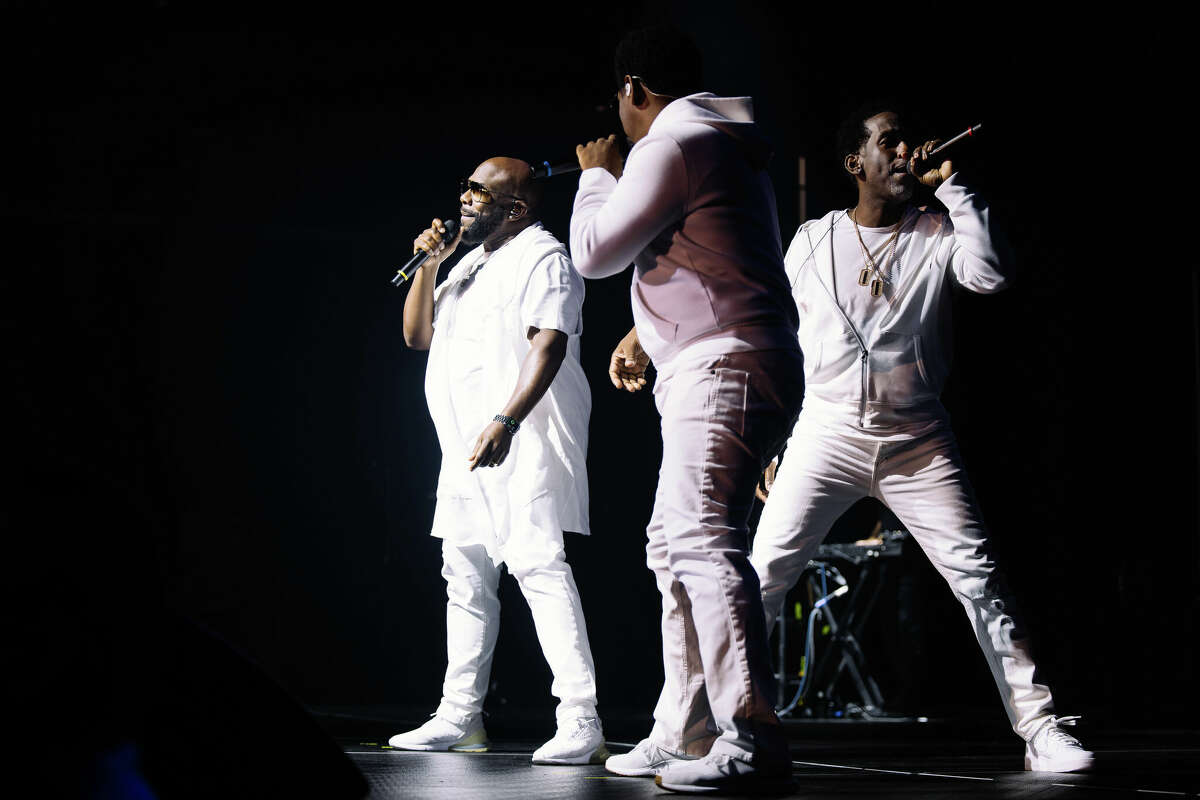 Award-winning R&B group Boyz II Men perform at Techport Arena in San Antonio on August 12, 2022. 