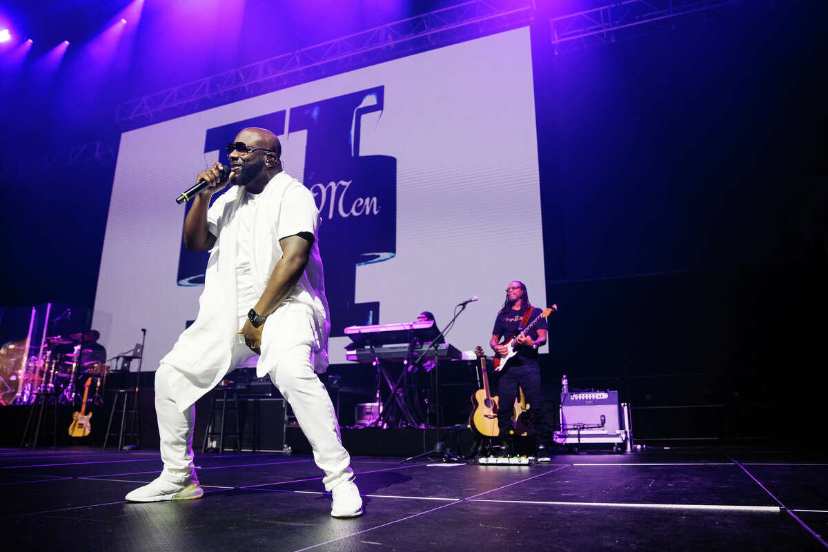 Award-winning R&B group Boyz II Men performs at Techport Arena in San Antonio on August 12, 2022. 