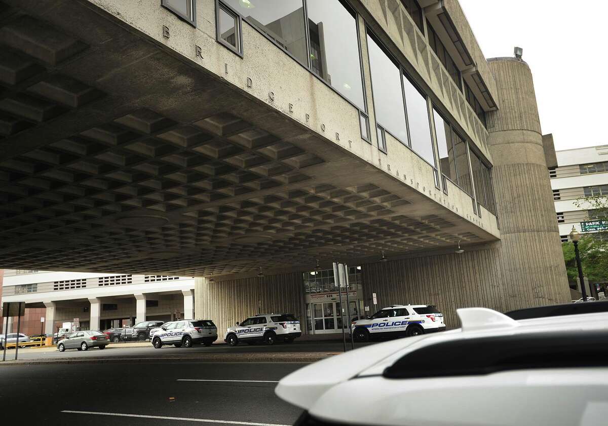 MTA Police cars parked outside the Bridgeport train station on Water Street in Bridgeport, Conn. on Thursday, Sept. 29, 2016.