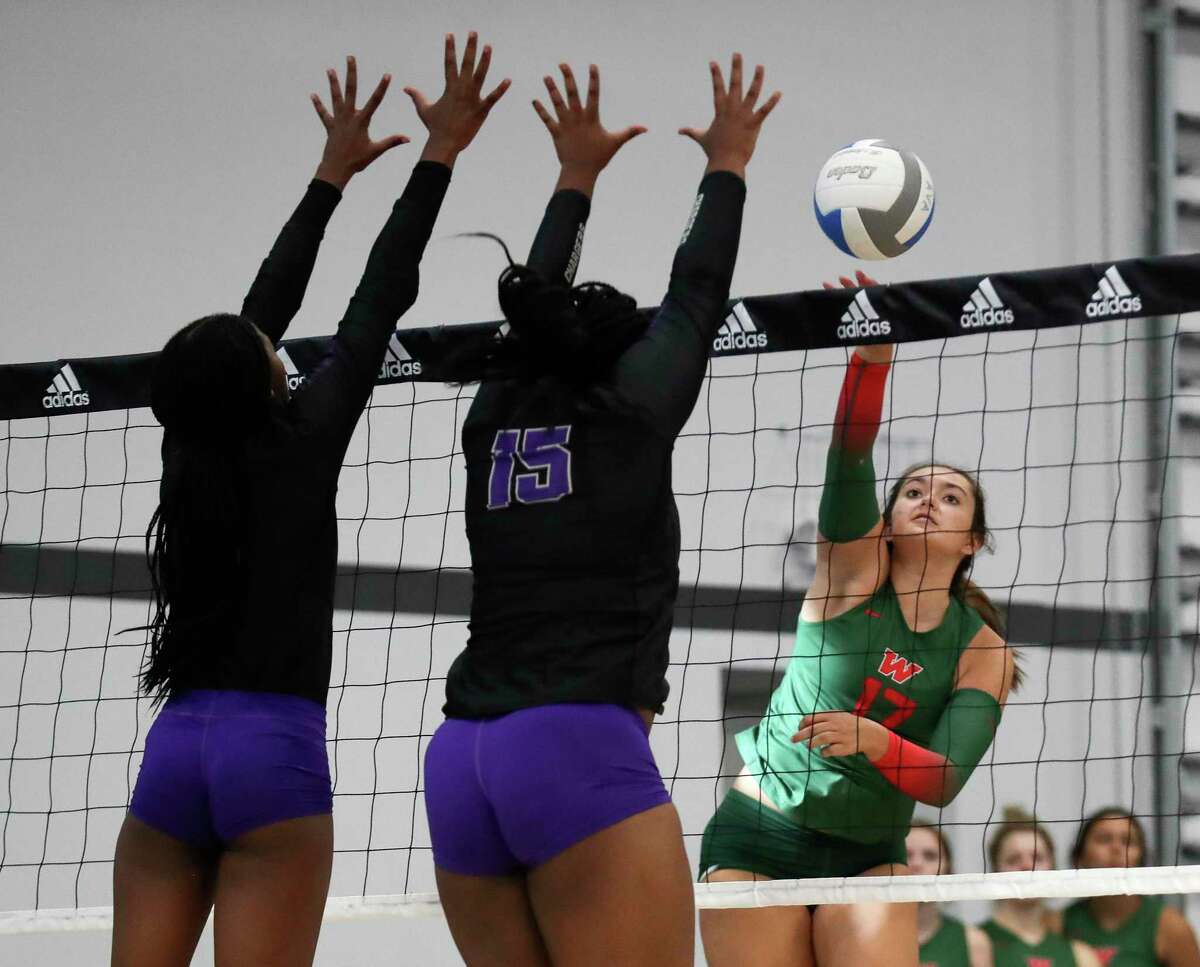 The Woodlands' Claire DeWine (17), shown here earlier this season, led the Highlanders to a win over top-ranked Conroe on Friday night.