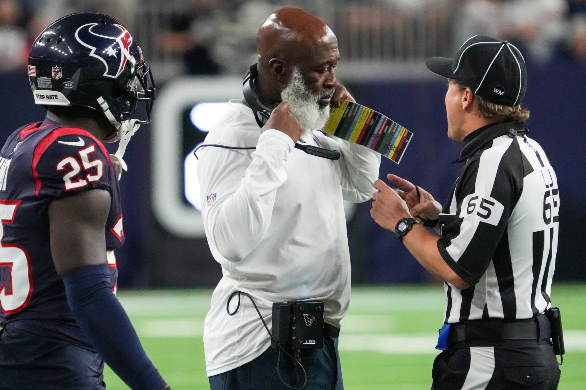 Houston Texans wide receiver Johnny Johnson III (89) catches a pass during  the second half of an NFL preseason football game against the New Orleans  Saints Saturday, Aug. 13, 2022, in Houston. (