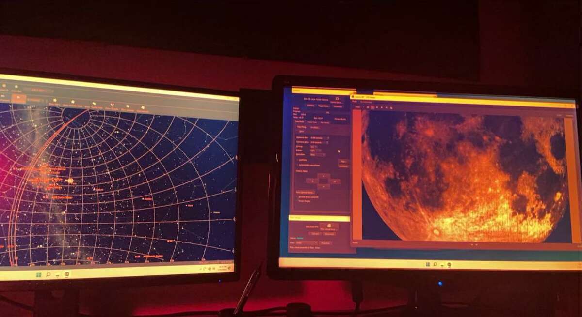 The moon as seen on SkyX, showing a real-time image that Rebecca Schussheim and her partners took.