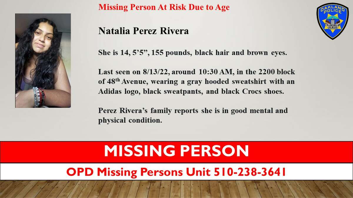 Natalia Perez Rivera, 14,  had last been seen Saturday morning.