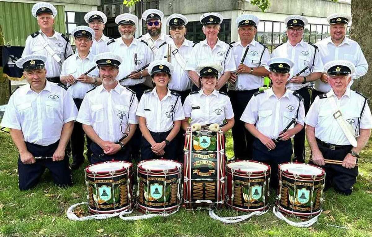 St. Mary’s All-Ireland Prize Band from Limerick, Ireland, among the 31 bands to participate in the national muster Aug. 19 and 20 at Hammer Field in Branford.