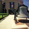 Michigan, Grand Rapids, Bell Outside Van Andel Museum, Public Museum. (Photo by Education Images/Universal Images Group via Getty Images)