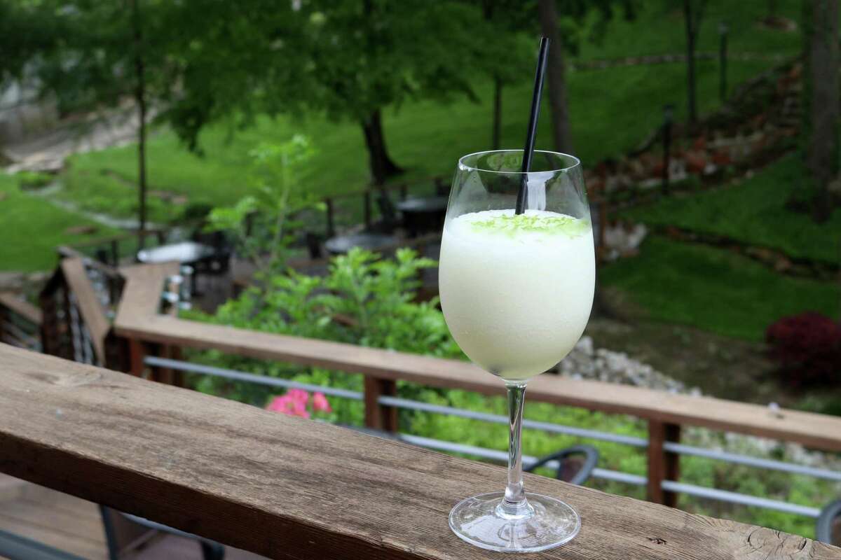 Rainbow Lodge's Friesling is a frozen blend of Riesling wine, Martine’s Texas Honeysuckle Liqueur, and fresh lime juice.