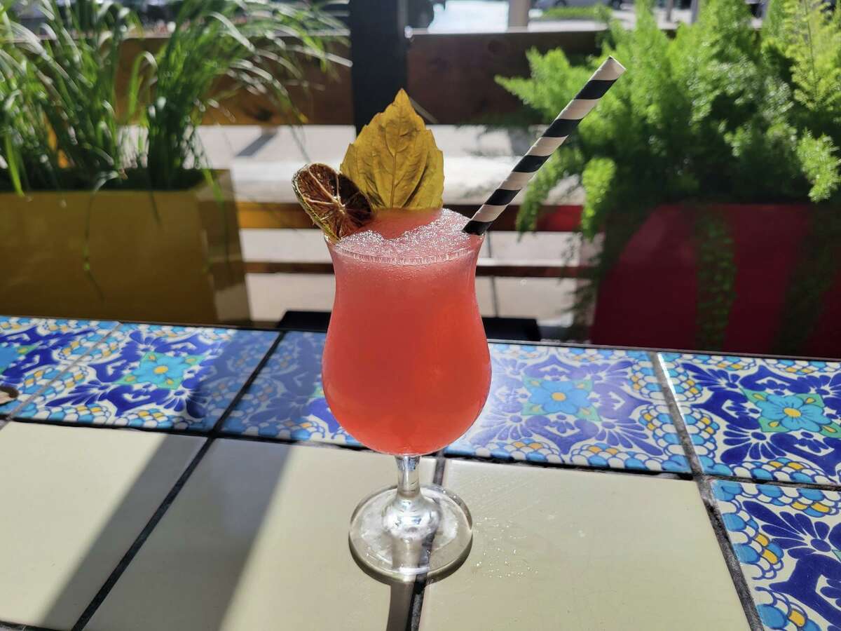 The Original Ninfa’s on Navigation offers a Frozen Basil Margarita, made with house-infused basil silver tequila, pomegranate liqueur, fresh watermelon, lime juice, and prickly pear syrup.