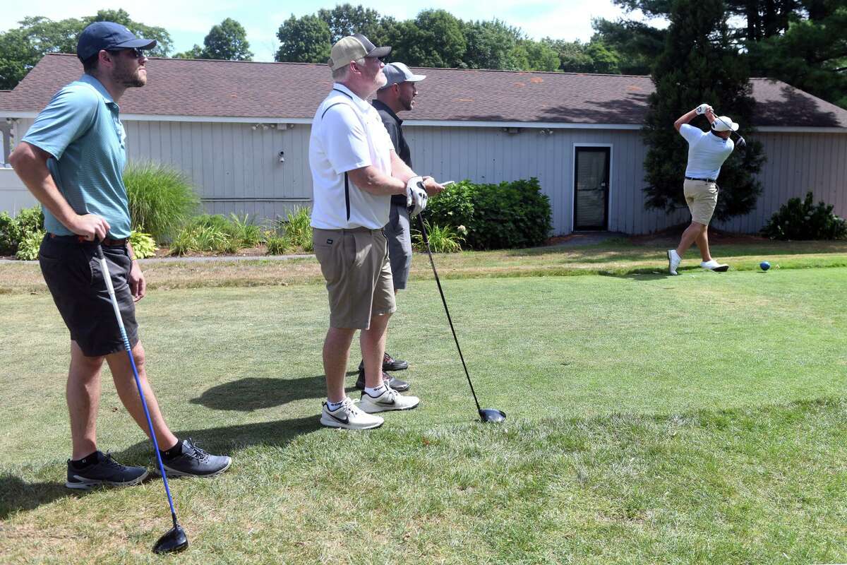 Golfers participate in the 10th annual First Selectman’s Golf Classic at Tashua Knolls Gold Course, in Trumbull, Conn. Aug. 15, 2022.