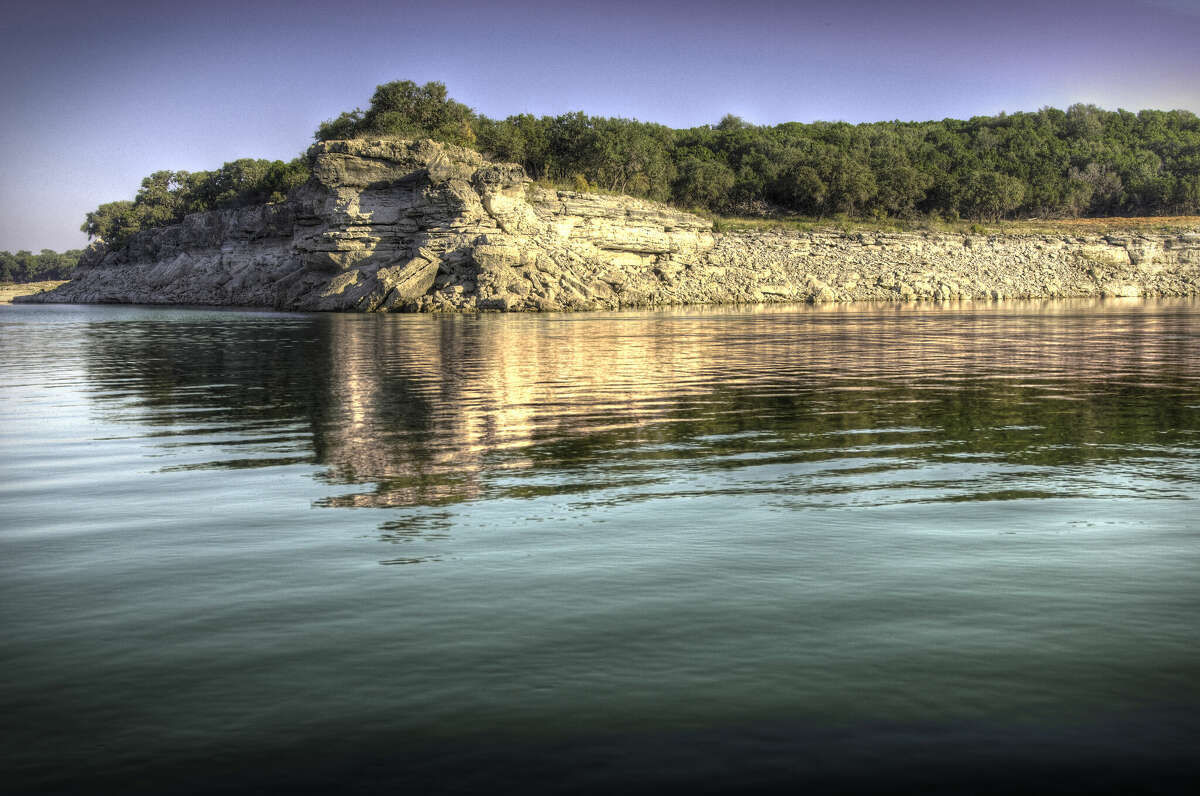 This stunning coastline is at the mouth of Turnback Creek just west of Lago Vista on Lake Travis, Texas.
