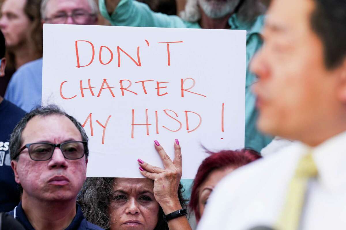 Rep. Gene Wu speaks during a news conference speaking out against a proposed policy change on charter schools at Houston ISD Monday, Aug. 15, 2022 in Houston. The board of trustees on Thursday withdrew an agenda item for a first reading and discussion of the proposal.
