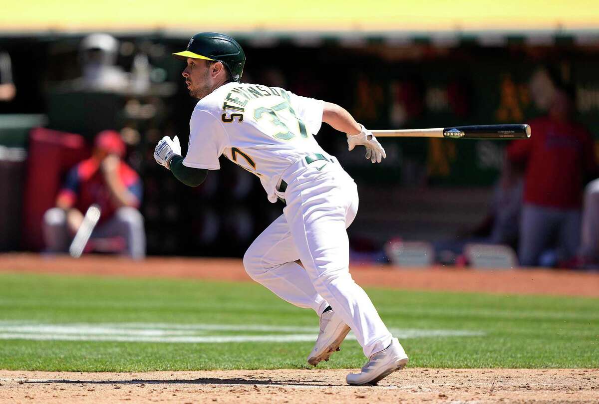 Oakland Athletics' Cal Stevenson during a baseball game against