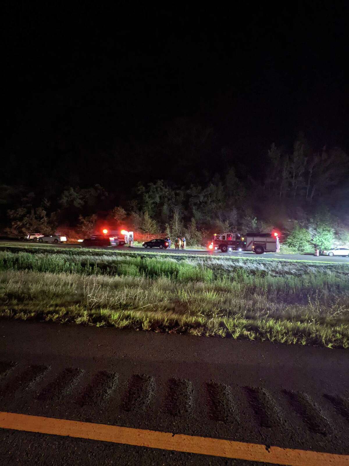 Connecticut State Police closed down a section of Route 8 Southbound in Shelton on Monday evening, Aug. 15, 2022, after a crash that left a motorcyclist seriously injured.