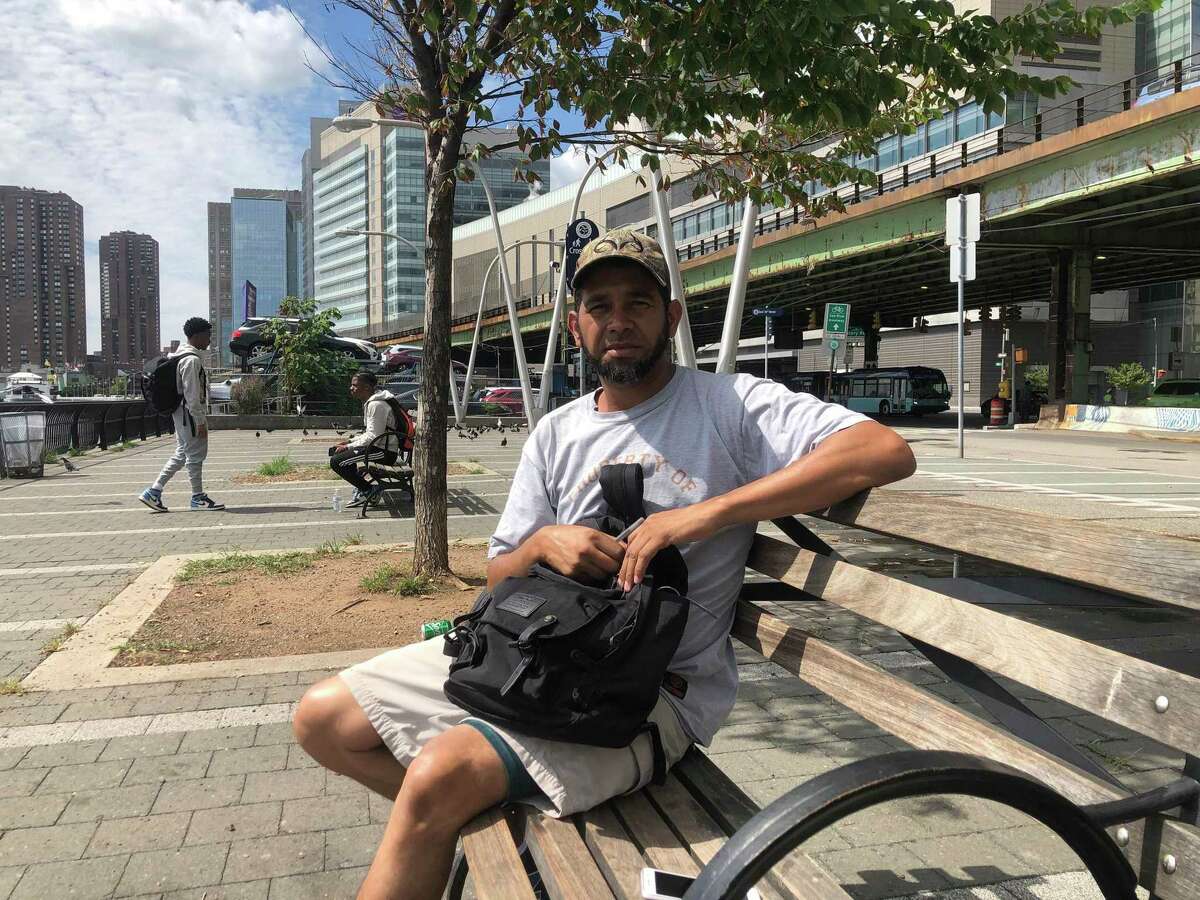 Jose Rodriguez, 38, a Venezuelan migrant who arrived in New York last week, on the first bus sent by Texas Gov. Greg Abbott. (Josephine Stratman/New York Daily News/TNS)