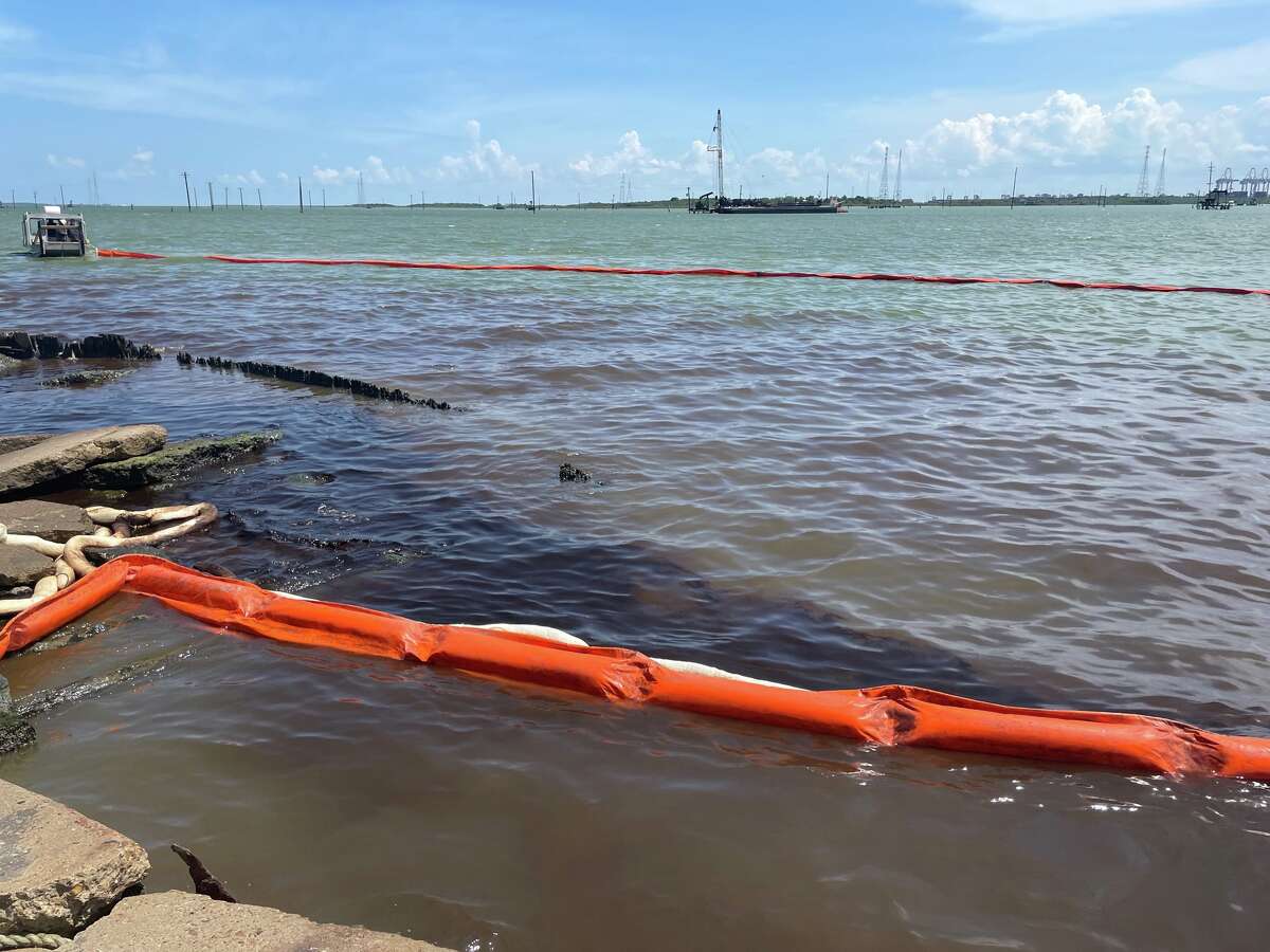 The U.S. Coast Guard responded to a reported oil spill in Tabbs Bay near Houston. 