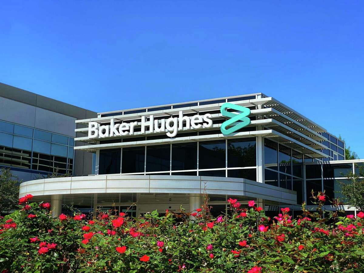 Baker Hughes is moving its corporate headquarters offices in 2023 from north Houston to the Energy Corridor. Pictured is its office facility at 17015 Aldine Westfield Road, adjacent to its corporate headquarters at 17021 Aldine Westfield Road. The firm owns both buildings and plans to either sell or lease the spaces.